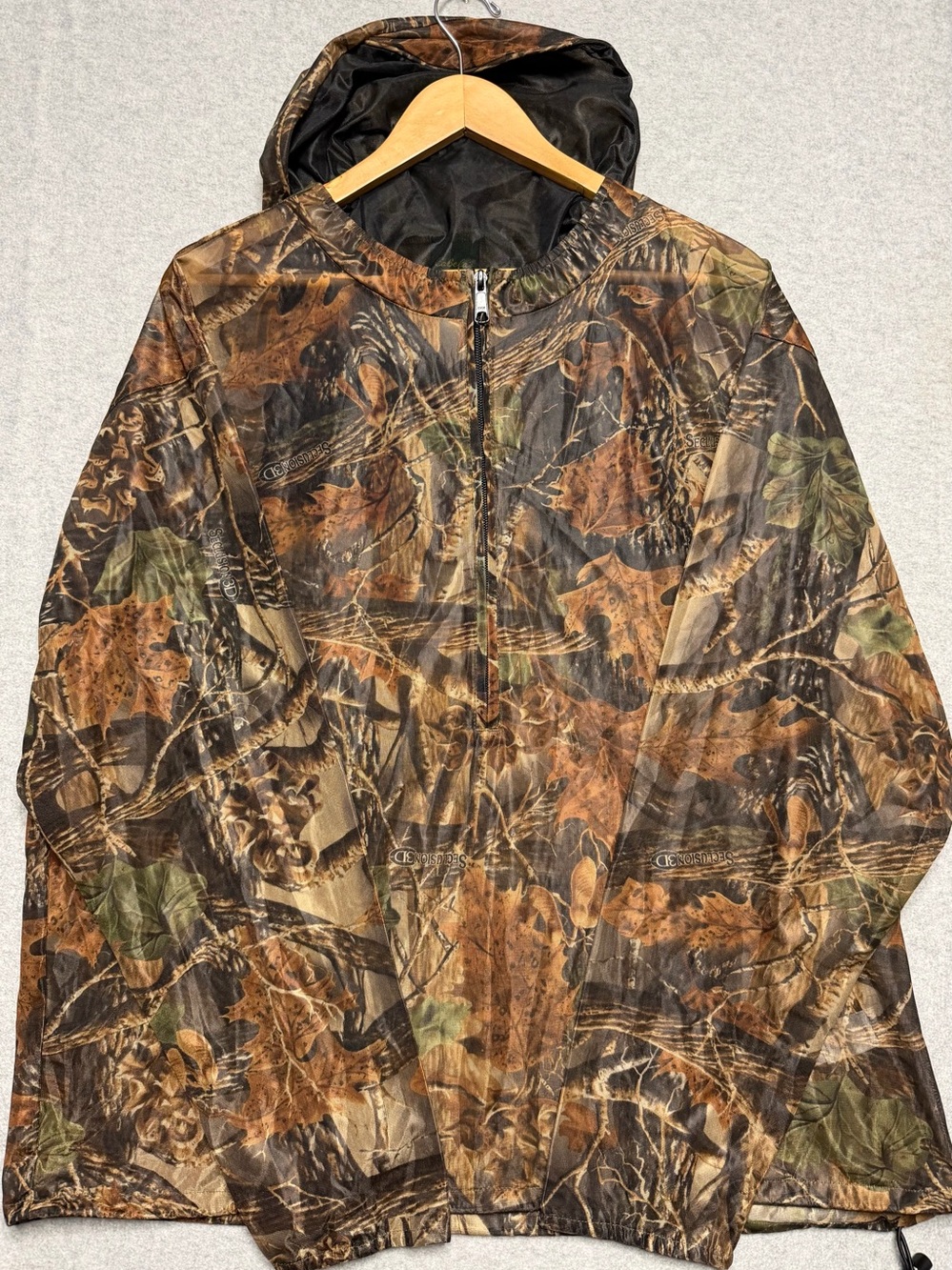 Cabela’s Vintage Seclusion 3D Camo Mesh Hunting Jacket Men’s L Hooded 1/2 Zip